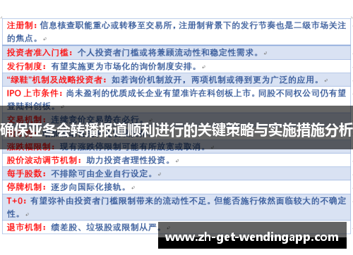 确保亚冬会转播报道顺利进行的关键策略与实施措施分析